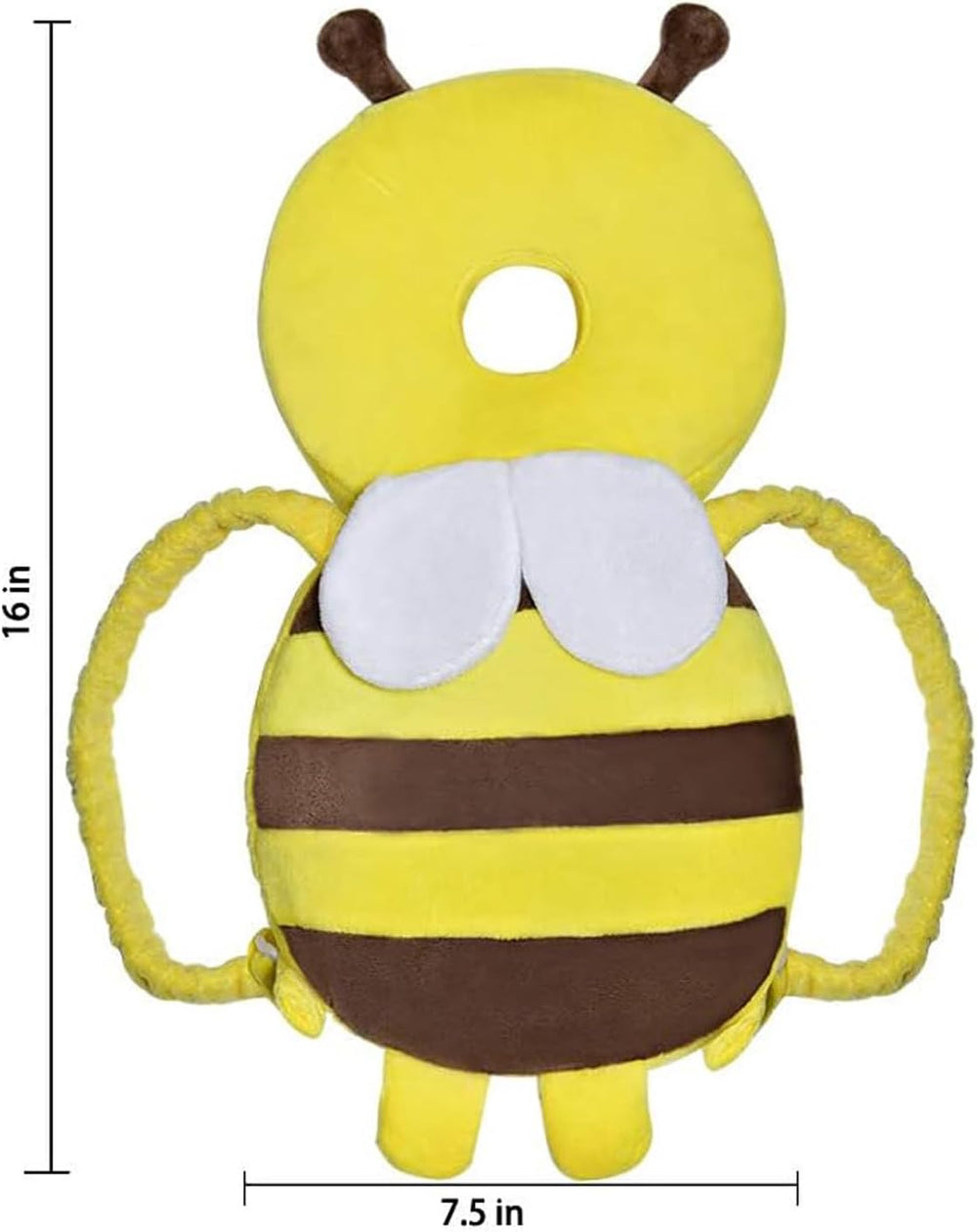 Baby Head Protector Backpack, Adjustable Backpack Toddlers Head Safety Pad Cushion, Baby Head Back Protection Safety Pads for Walking Crawling, for Age 5-24 Months(Yellow BEE,1P)