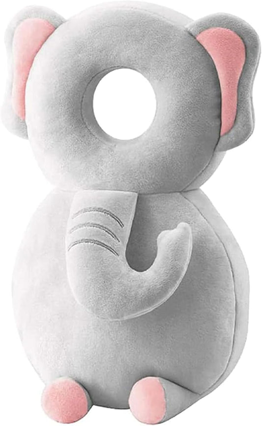 Baby Head Protector Backpack, Adjustable Backpack Toddlers Head Safety Pad Cushion, Baby Head Back Protection Safety Pads for Walking Crawling, for Age 5-24 Months(Gray ELE,1P)