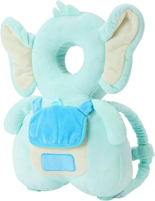 Baby Head Protector Backpack, Adjustable Backpack Toddlers Head Safety Pad Cushion, Baby Head Back Protection Safety Pads for Walking Crawling, for Age 5-24 Months(Grn ELE,1P)